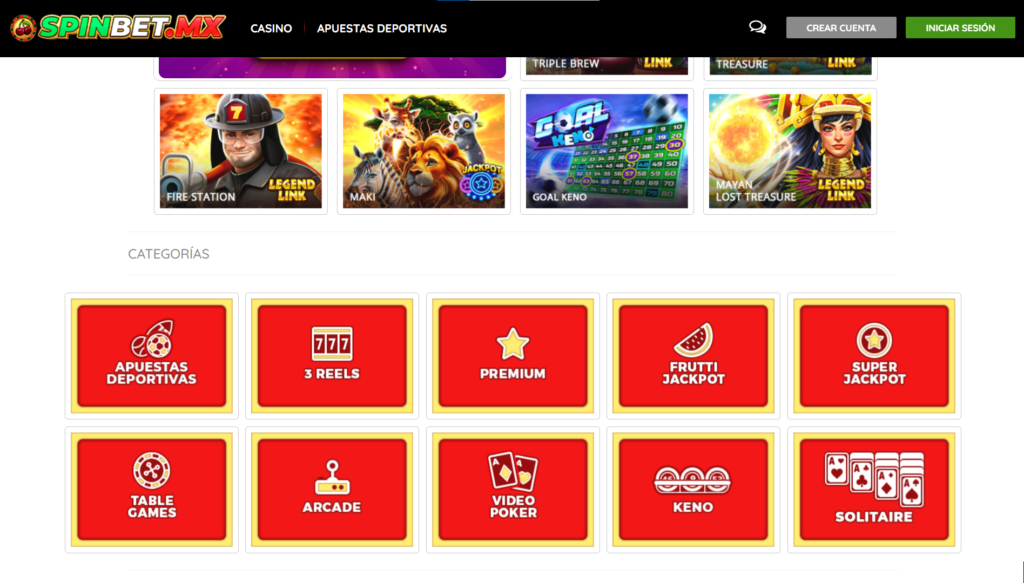 Juegos de tragamonedas en Spinbet Casino México
